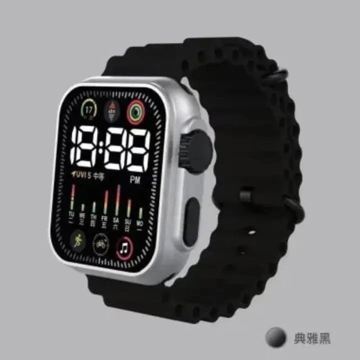 Unisex Waterproof Digital Display Watch – LED Screen Sports Wrist Watch for Men & Women (Black)