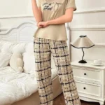 Women Jersey Night Suit 2 Pcs Printed Sleepwear