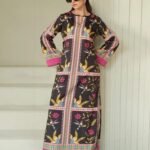 2 Pcs Women Khaddar Printed Shirt & Trouser Black